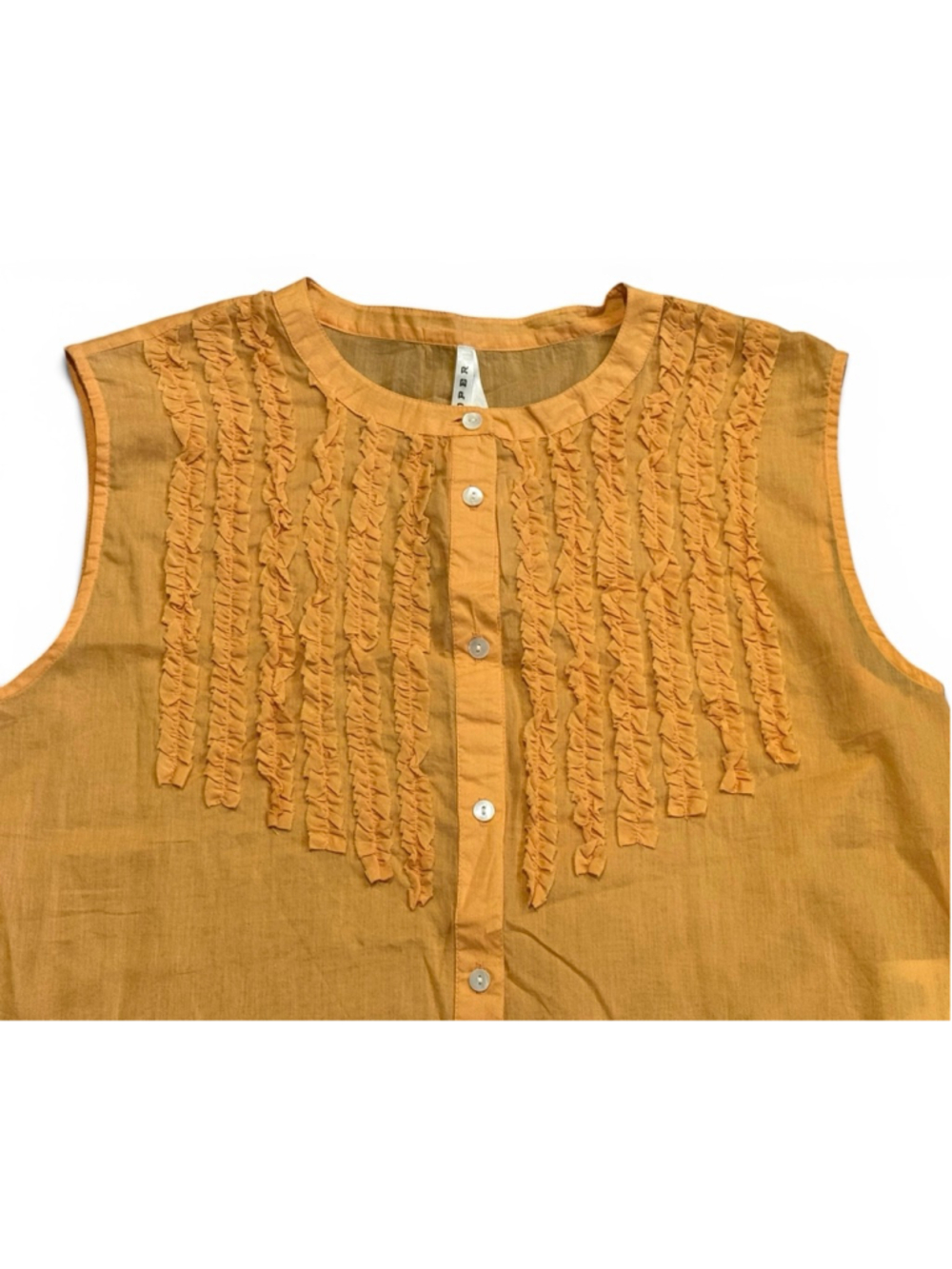 Roper Womens Orange Cotton Sleeveless Ruffle Western Blouse Sz Med NWT - Picture 4 of 7